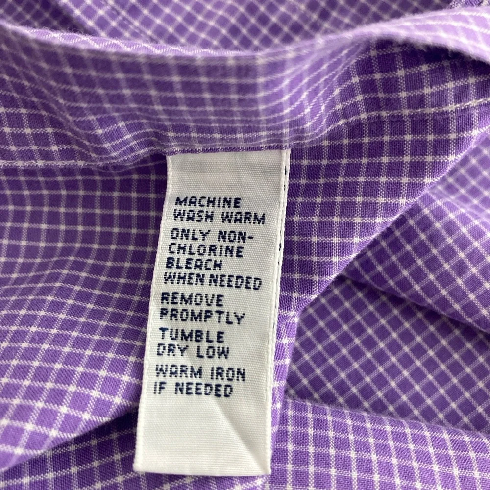 Polo Ralph Lauren Mens Regent Costum Fit 16.5 Purple Check Long Sleeve Button Up - Picture 10 of 15